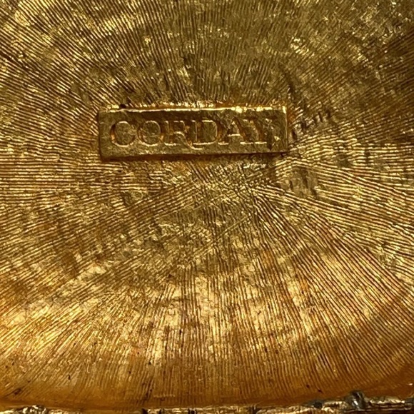 Corday Vintage Gold Floral Perfume Purse  Necklace - Picture 3 of 6